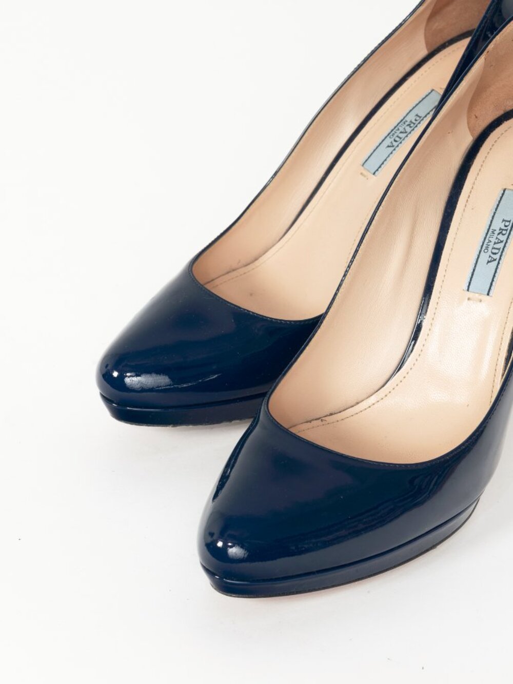 Prada Blue Patent Leather Platform Pumps - Picture 6 of 8